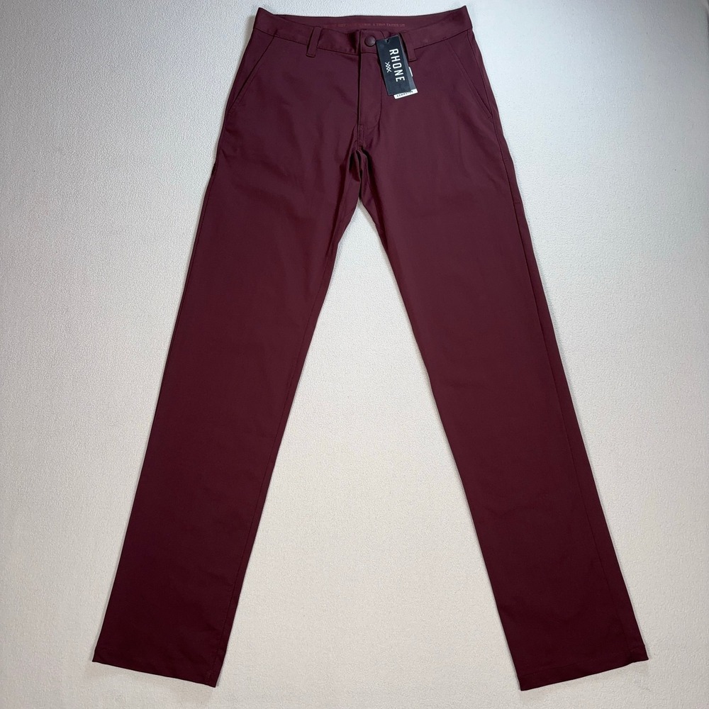 NEW‎ Rhone Commuter Pants Men's 28x33 Burgundy Regular Flex-Knit Stretch Chinos
